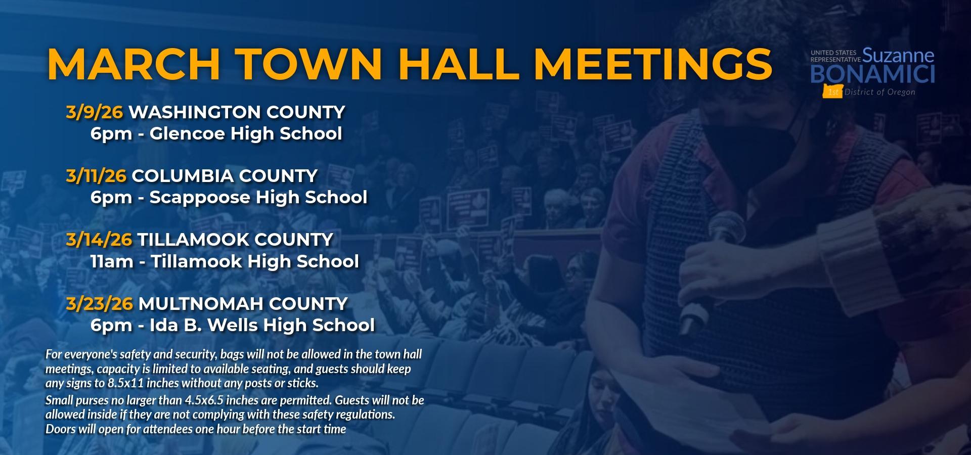March Town Hall Meetings Announced