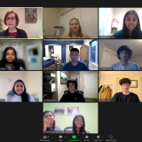 Congresswoman Bonamici gathers with students who participated in the 2022 Congressional App Challenge on Zoom.