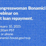 Graphic with invite for student loan webinar